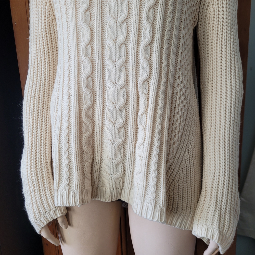 Brochu Walker Wool Cashmere Mixed Knit Cream Sweater Medium - Picture 4 of 11